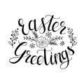 Easter greetings calligraphic floral composition Royalty Free Stock Photo