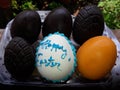 Easter greetings on egg with 6 others
