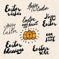 Easter greetings set with decorated eggs