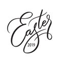 Easter Greetings - vector typography, calligraphy, lettering, hand-writing. Composition in one color. For banner, label, tag,