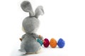 Easter Handmade Bunny with Eggs in Basket Royalty Free Stock Photo