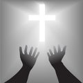 Easter Hands Cross Silhouette