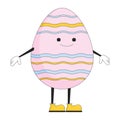 Easter happy egg with arms and legs 2D linear cartoon character