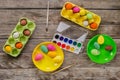 Easter. A happy family will paint eggs and get ready for Easter Royalty Free Stock Photo