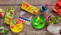 Easter. A happy family will paint eggs and get ready for Easter Royalty Free Stock Photo