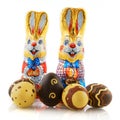 Easter hares with chocolate eggs