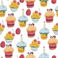 Easter holiday celebration egg and cake seamless pattern Royalty Free Stock Photo