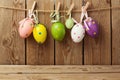 Easter holiday concept with eggs decorations hanging