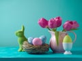 Easter holiday concept with tulip flowers Royalty Free Stock Photo