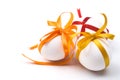 Easter holiday eggs with colorful bows