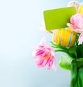 Easter holiday flowers bunch with greeting card