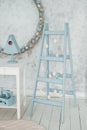 Easter Holiday Interior Decor Blue Ladder and Egg Royalty Free Stock Photo