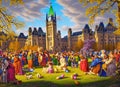 Easter Holiday Scene in Ottawa,Ontario,Canada.