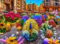 Easter Holiday Scene in Sabadell,Catalonia,Spain. Royalty Free Stock Photo