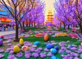 Easter Holiday Scene in Weifang,Shandong,China. Royalty Free Stock Photo