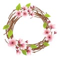 Easter Holiday Wreath Nest Eggs with Cherry Blossom Flower