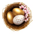 Easter Holiday Wreath Nest Eggs with Cherry Blossom Flower