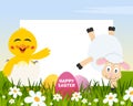 Easter Horizontal Eggs - Chick and Lamb