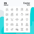 25 Easter Icon Set. 100% Editable EPS 10 Files. Business Logo Concept Ideas Line icon design Royalty Free Stock Photo