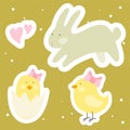 Easter cute cartoon children stickers Royalty Free Stock Photo