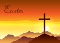 Easter Illustration. Greeting Card With Cross And Sky.