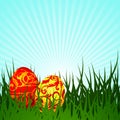 Easter illustration with two painted egg Royalty Free Stock Photo