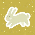 Vector illustration of cartoon Easter sticker with bunny Royalty Free Stock Photo