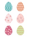 Set of six colorful easter eggs Royalty Free Stock Photo