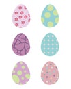 Set of six colorful easter eggs Royalty Free Stock Photo