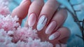 Easter-Inspired French Manicure with Pastel Accents Royalty Free Stock Photo