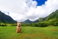 Easter island head on Kualoa Ranch, Oahu Royalty Free Stock Photo