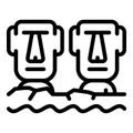 Easter island heads icon, outline style