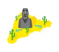 Easter Island map and Moai idol. Ancient statues. vector illustration Royalty Free Stock Photo