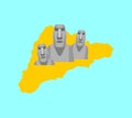 Easter Island map and Moai idol. Ancient statues. vector illustration Royalty Free Stock Photo
