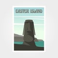 Easter Island Moai Statue Vintage Travel Poster Illustration Design
