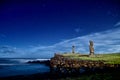 Easter Island Moai Statues Under The Stars