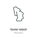 Easter island outline vector icon. Thin line black easter island icon, flat vector simple element illustration from editable Royalty Free Stock Photo