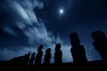 Easter Island statues at nigth Royalty Free Stock Photo