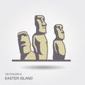 Easter island statues vector icon illustrarion with shadow Royalty Free Stock Photo
