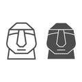 Easter island stone moai line and solid icon. Easter Island tiki head statue outline style pictogram on white background Royalty Free Stock Photo