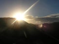 Easter Island - sunset at Rano Kau volcano Royalty Free Stock Photo