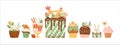 Easter isolated illustration with funny sweets. Cupcake, cake, dessert with easter symbols. Vector design