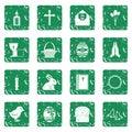 Easter items icons set grunge