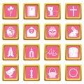 Easter items icons pink