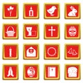 Easter items icons set red