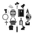 Easter items icons set, simple style