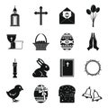 Easter items icons set, simple style