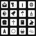 Easter items icons set squares vector