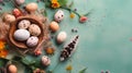 Easter Joy: Whimsical Flower & Quail Egg Compositio