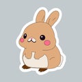 Easter kawaii bunny sticker, Happy easter sticker rabbit